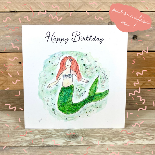 Maia the Mermaid Birthday Card - Arty Bee Designs 