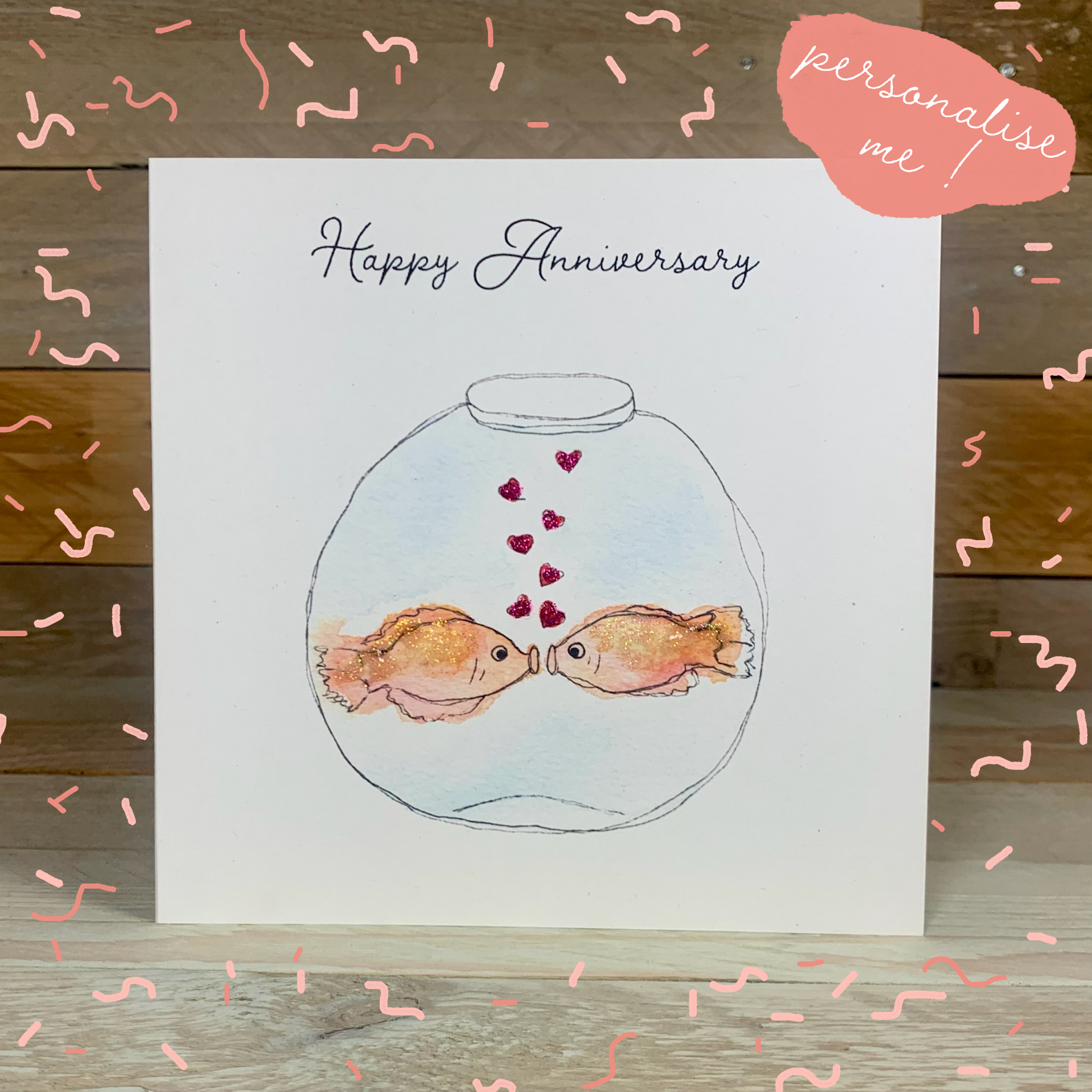 Kissing Gourami Anniversary Card - Arty Bee Designs 