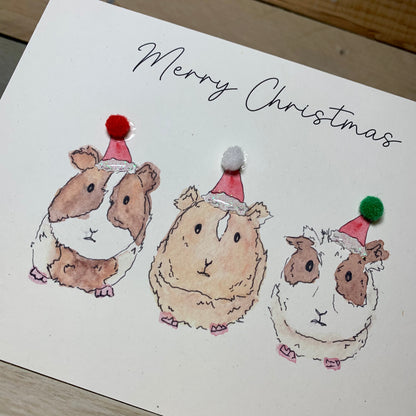 Christmas Tom, Dick and Harry the Guinea Pigs Card